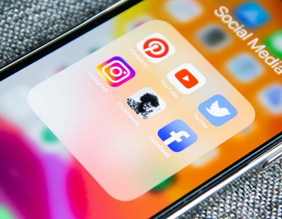 Smartphone showing social media app icons