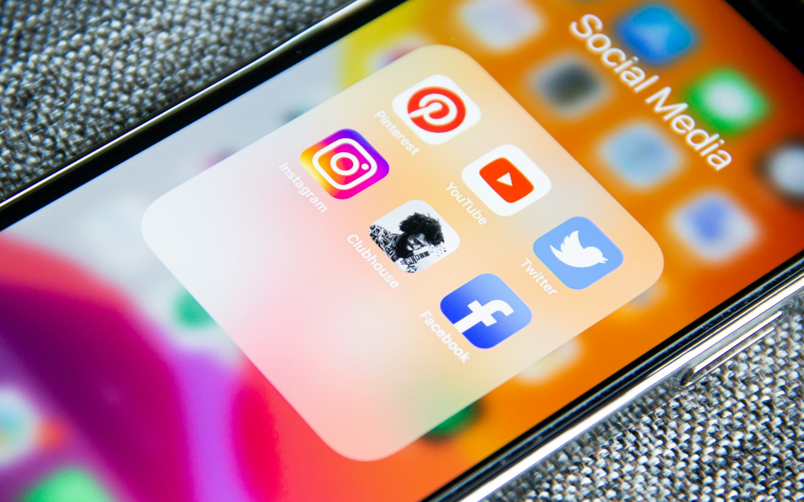 Smartphone showing social media app icons